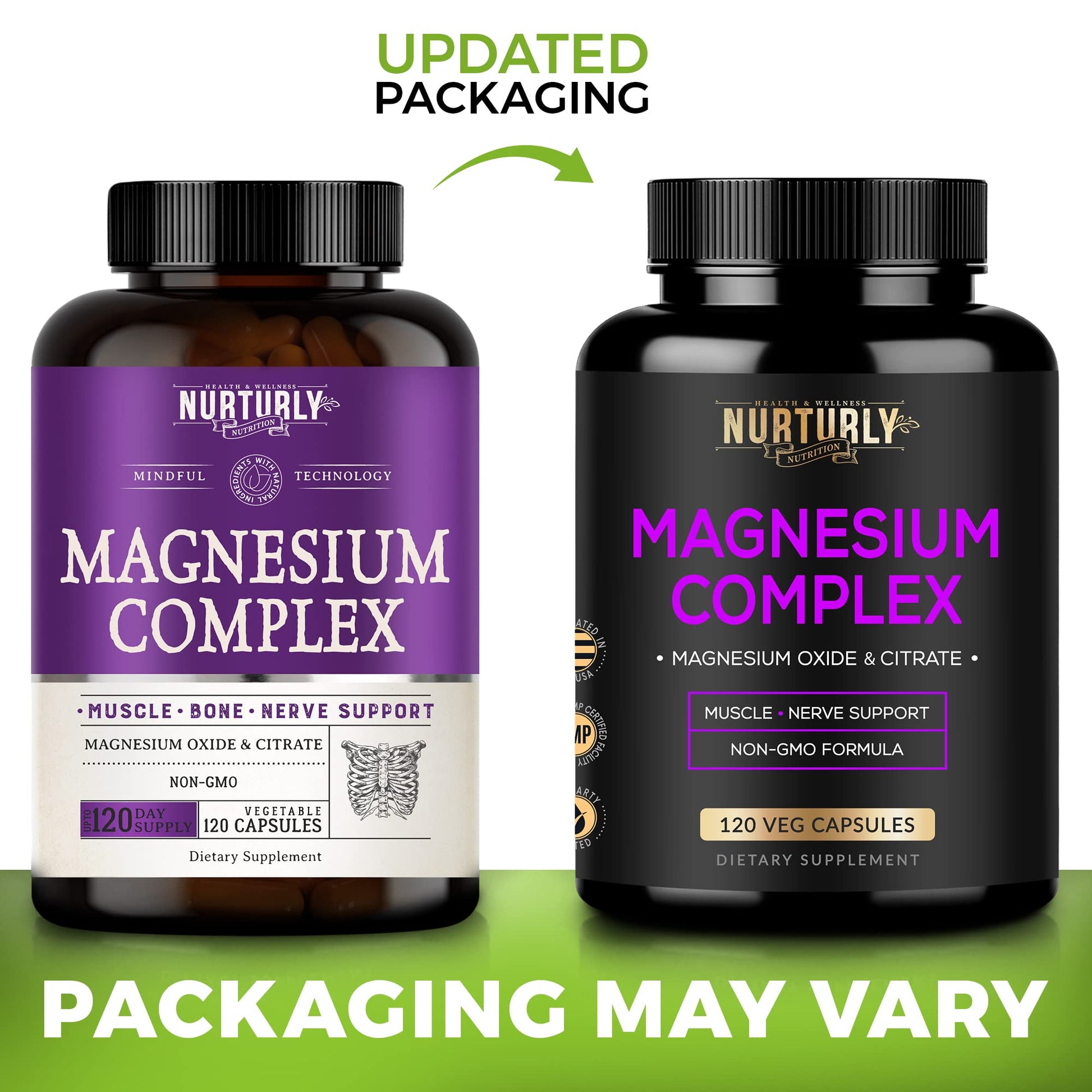 Magnesium Citrate & Oxide 500mg Complex Supplement - High Absorption Maximum Strength - Helps Support Bone Density and Strength, Muscles, Energy and Sleep - 120 Vegan Capsules - Maple Wellness Supplements