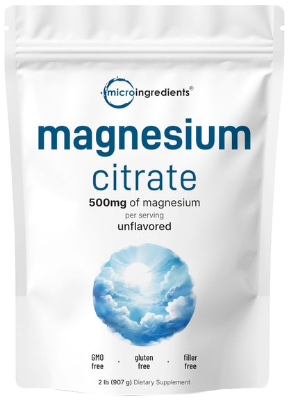 Magnesium Citrate Powder, 2lbs | Unflavored Magnesium Supplement | Relaxation and Nutrient Utilization | Easily Absorbed Formula | Non-GMO, Vegan, Gluten Free - Maple Wellness Supplements