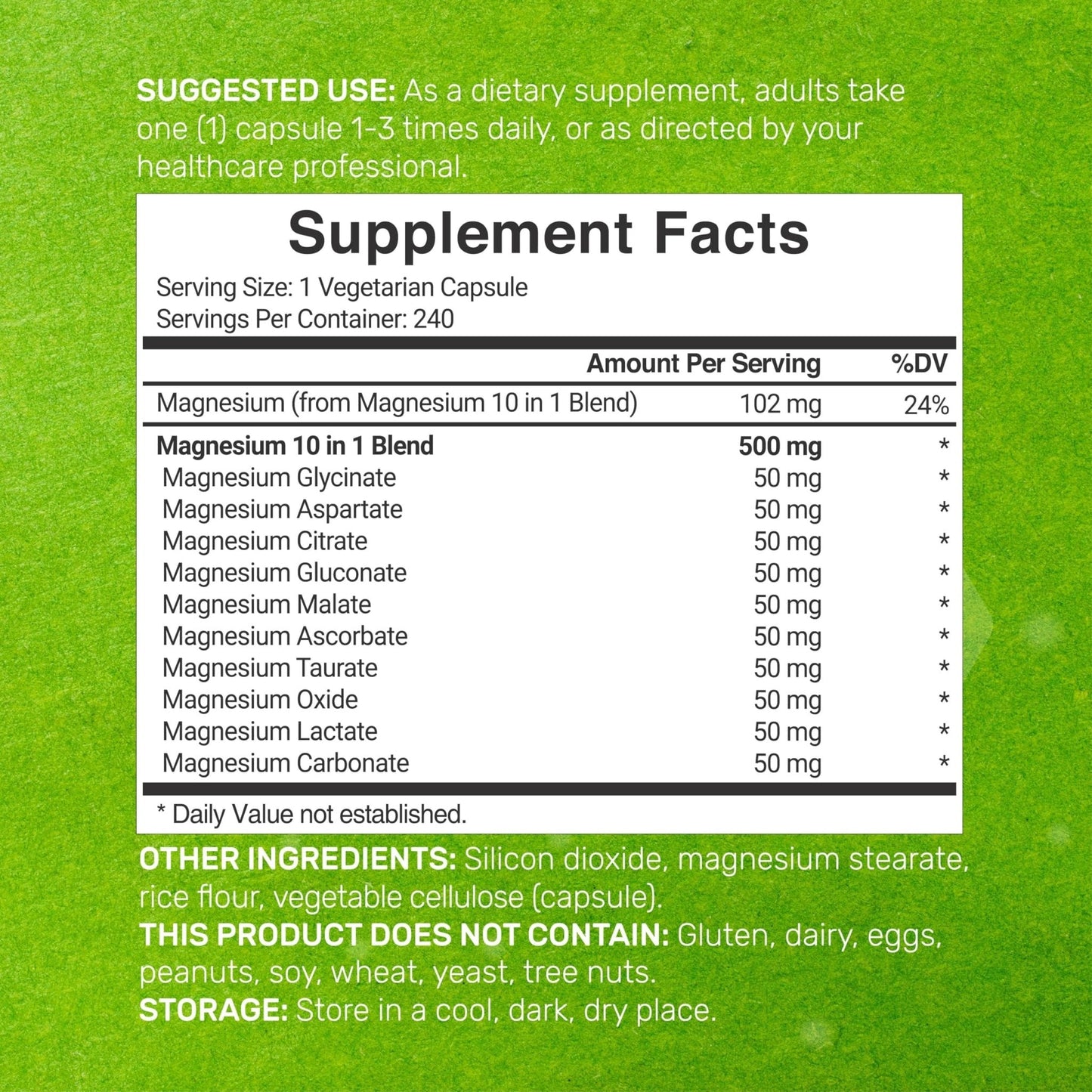 Magnesium Complex 500mg, 240 Veggie Capsules – 10-in-1 Glycinate, Citrate, Malate, Oxide, & More – 100% Chelated for Easy Absorption – Essential Mineral Supplement – Non-GMO - Maple Wellness Supplements