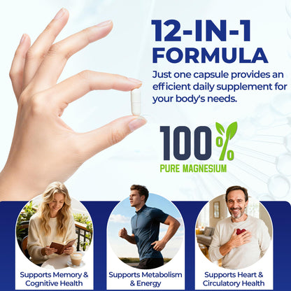 Magnesium Complex 700mg | 12-in-1 High Absorption Supplement | Glycinate, Citrate, Malate, Taurate & More | Sleep Support, Muscle Cramp Relief, Stress, Heart, Bone - Maple Wellness Supplements