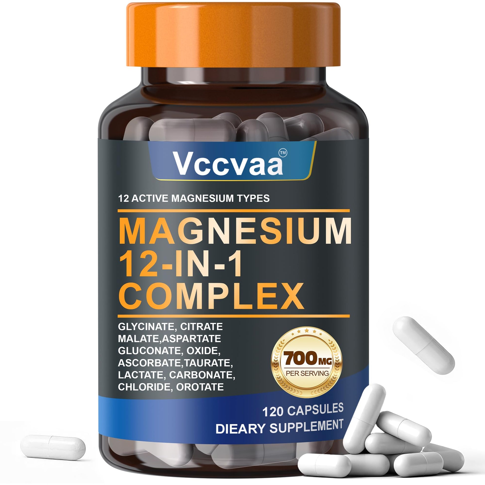 Magnesium Complex 700mg | 12-in-1 High Absorption Supplement | Glycinate, Citrate, Malate, Taurate & More | Sleep Support, Muscle Cramp Relief, Stress, Heart, Bone - Maple Wellness Supplements
