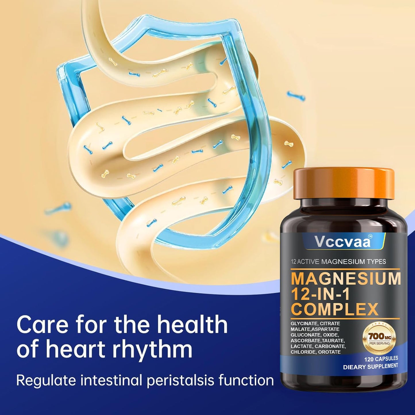 Magnesium Complex 700mg | 12-in-1 High Absorption Supplement | Glycinate, Citrate, Malate, Taurate & More | Sleep Support, Muscle Cramp Relief, Stress, Heart, Bone - Maple Wellness Supplements