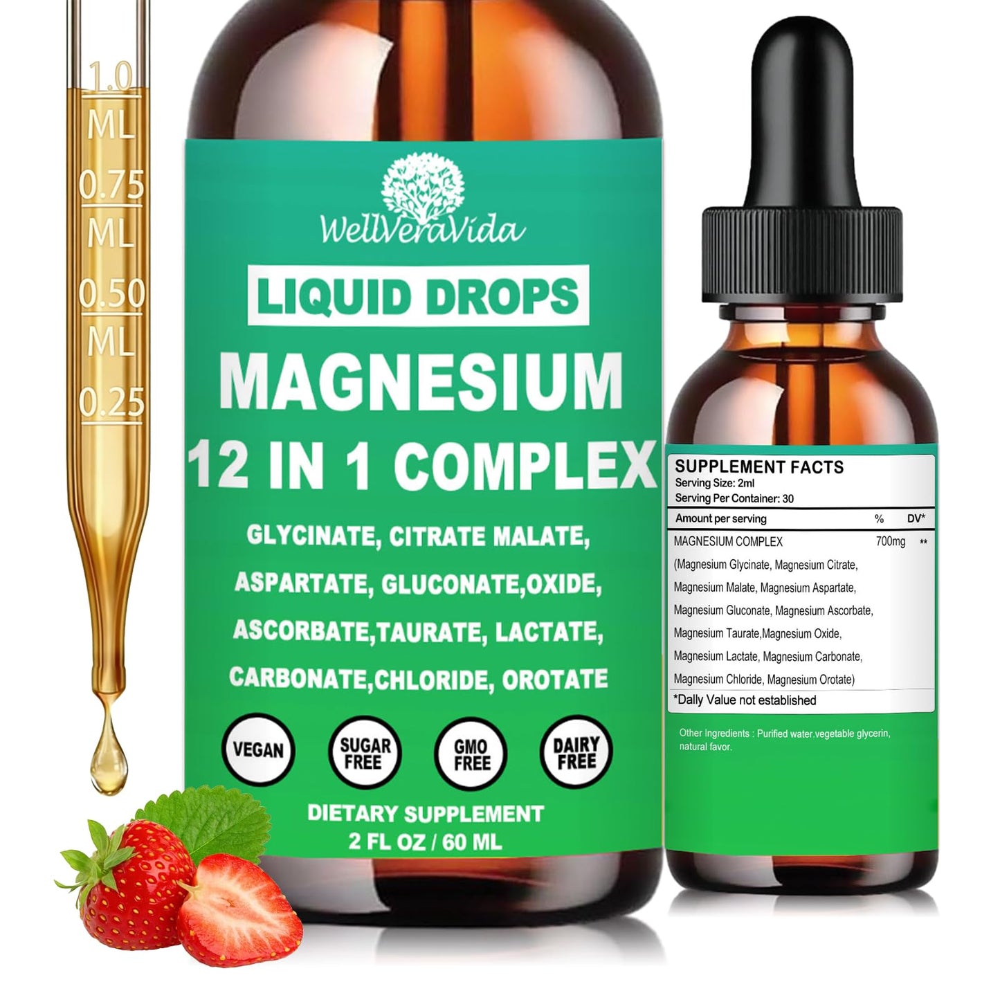 Magnesium Complex 700mg, 12 in 1 Magnesium Supplement with Glycinate Citrate Malate Oxide Taurate Aspartate Orotate Magnesium Relaxation, Muscle, Sleep Support, High Absorption Liquid Magnesium丨Vegan - Maple Wellness Supplements