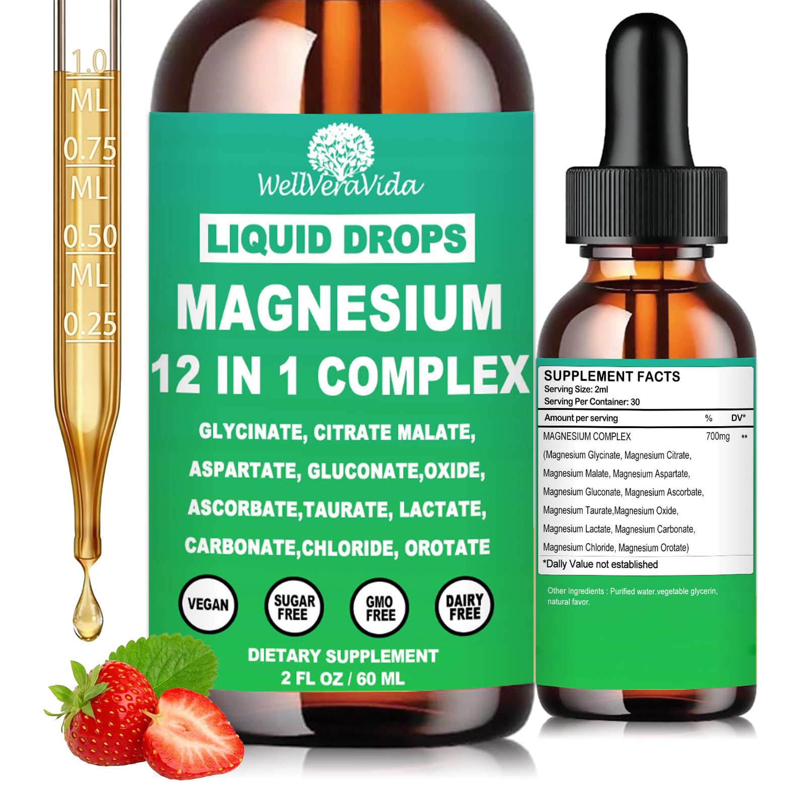 Magnesium Complex 700mg, 12 in 1 Magnesium Supplement with Glycinate Citrate Malate Oxide Taurate Aspartate Orotate Magnesium Relaxation, Muscle, Sleep Support, High Absorption Liquid Magnesium丨Vegan - Maple Wellness Supplements