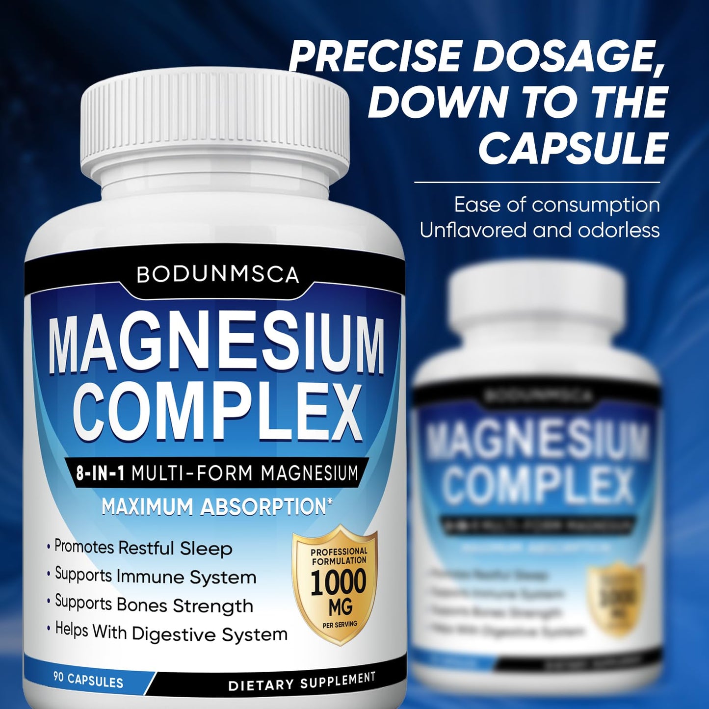 Magnesium Complex, 8 in 1, 1000mg-Glycinate, Citrate, Malate for Easy Absorption, Full Spectrum Magnesium Complex,Supports Relaxation, Sleep & Muscle Function, Magnesio Complex for Women, 180 Capsules - Maple Wellness Supplements