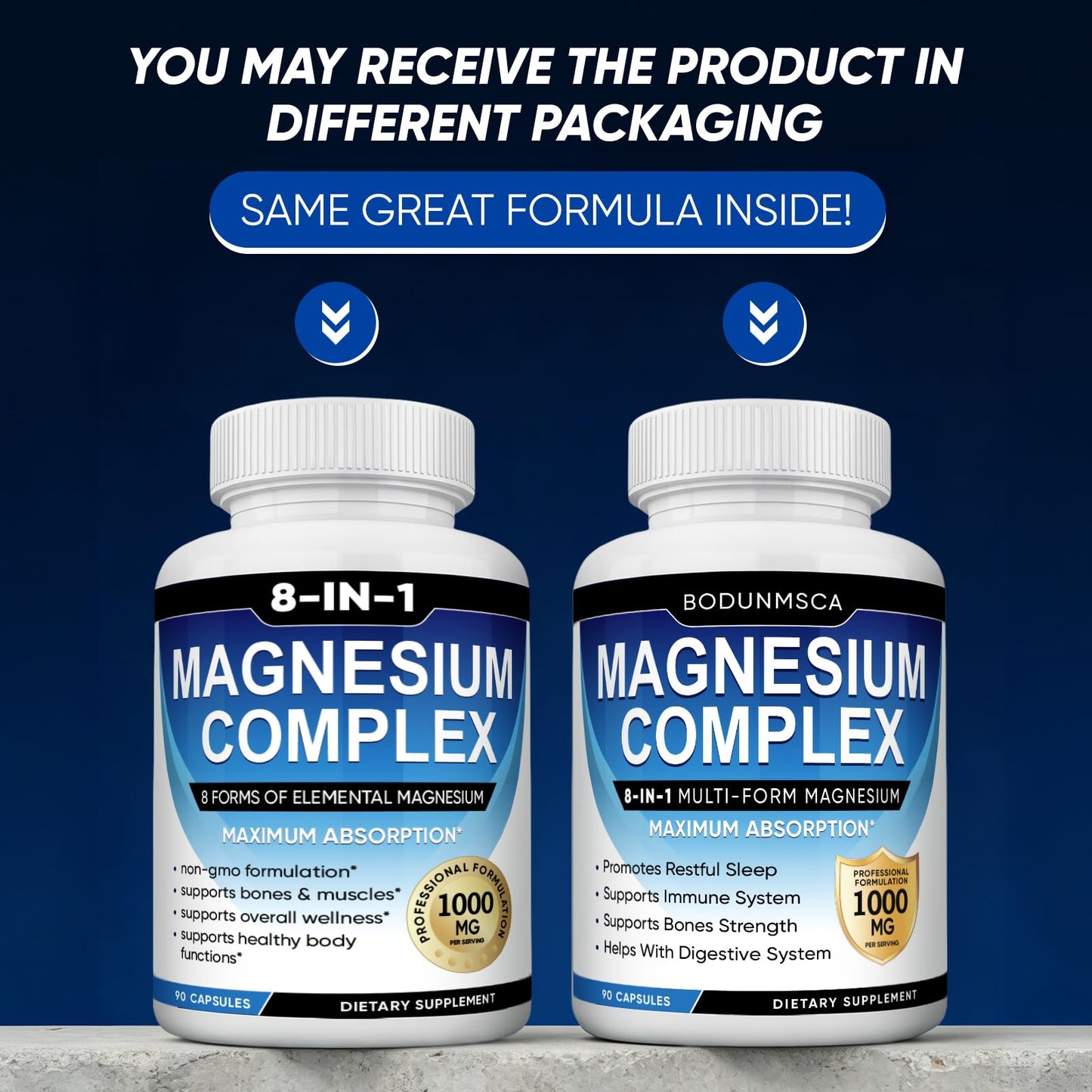 Magnesium Complex, 8 in 1, 1000mg-Glycinate, Citrate, Malate for Easy Absorption, Full Spectrum Magnesium Complex,Supports Relaxation, Sleep & Muscle Function, Magnesio Complex for Women, 180 Capsules - Maple Wellness Supplements