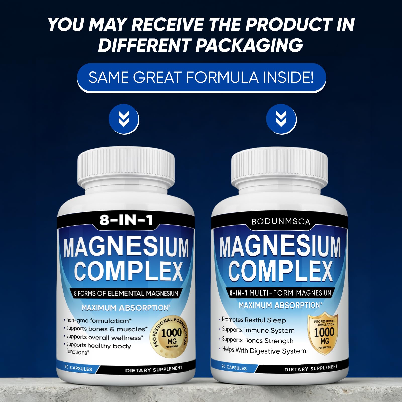 Magnesium Complex, 8 in 1, 1000mg-Glycinate, Citrate, Malate for Easy Absorption, Full Spectrum Magnesium Complex,Supports Relaxation, Sleep & Muscle Function, Magnesio Complex for Women, 180 Capsules - Maple Wellness Supplements