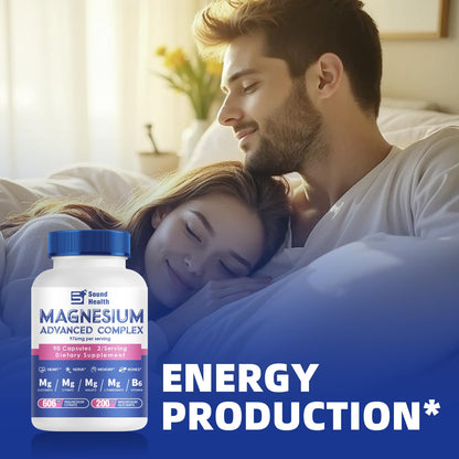 Magnesium Complex Capsule 5 in 1 Magnesium Supplement from Magnesium Glycinate, Citrate, Malate, L-Threonate & Vitamin B6, High Absorption Magnesium Supplement, Non-GMO, Vegan - Maple Wellness Supplements