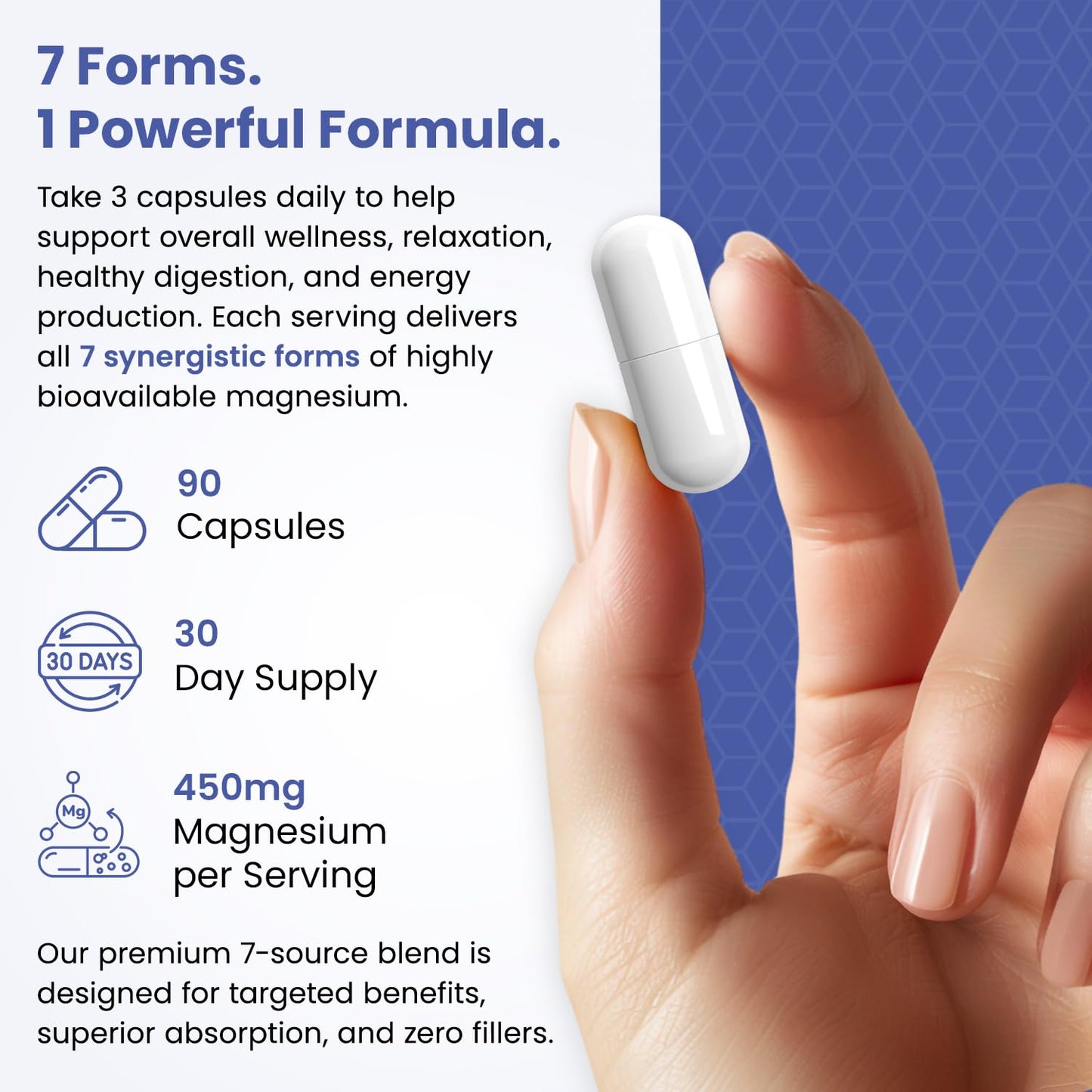 Magnesium Complex for Sleep, Relaxation, Digestion & Calm – Magnesium Glycinate, Citrate, Bisglycinate, Carbonate, Malate, Orotate, Taurate, + Humic/Fulvic for High Absorption - 90 ct. - Maple Wellness Supplements