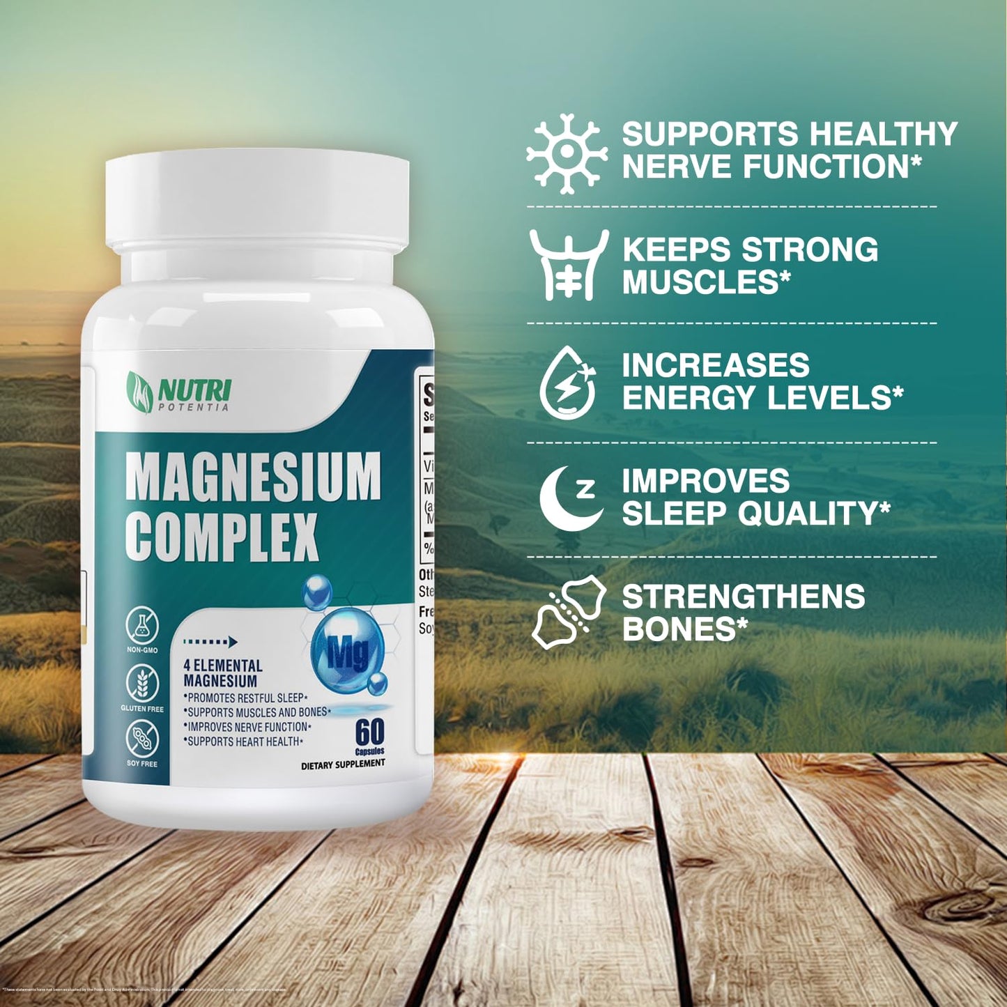 Magnesium Complex for Women&Men,With Glycinate Malate Citrate Taurate.Support for Sleep,Stress Relief,Cognitive Function,Magnesium Supplement 500mg,Third-Party Tested(Made & Tested in USA)-60 Capsules - Maple Wellness Supplements