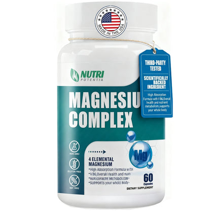 Magnesium Complex for Women&Men,With Glycinate Malate Citrate Taurate.Support for Sleep,Stress Relief,Cognitive Function,Magnesium Supplement 500mg,Third-Party Tested(Made & Tested in USA)-60 Capsules - Maple Wellness Supplements