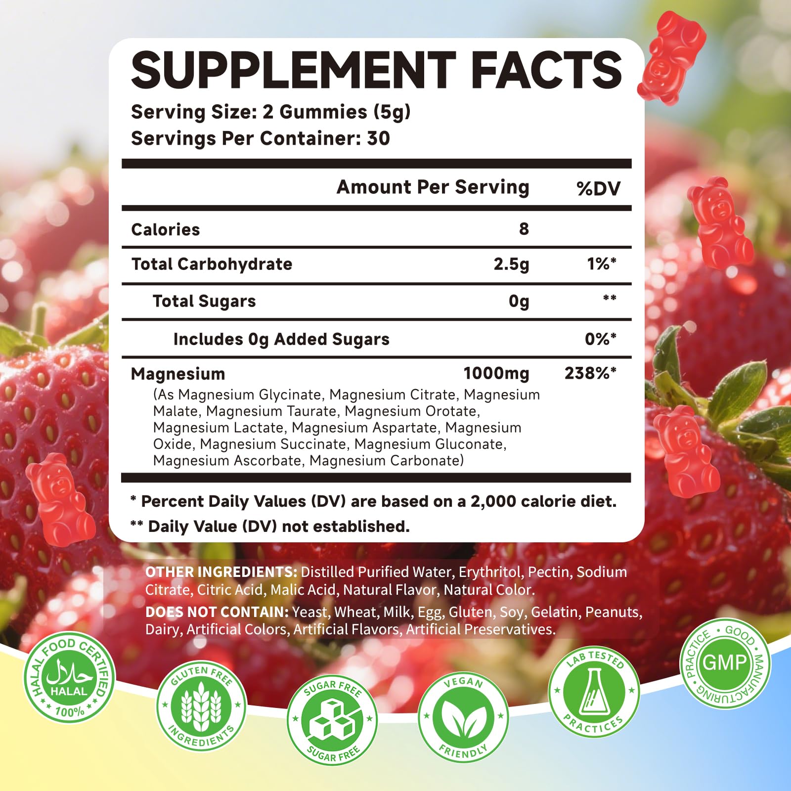 Magnesium Complex Gummies 1000mg | 12-in-1 Magnesium Complex Supplement with Glycinate, Citrate, Malate & Taurate Supports Muscle Function, Bone Health, Rest & Relaxation – Strawberry Flavor, 60 Count - Maple Wellness Supplements
