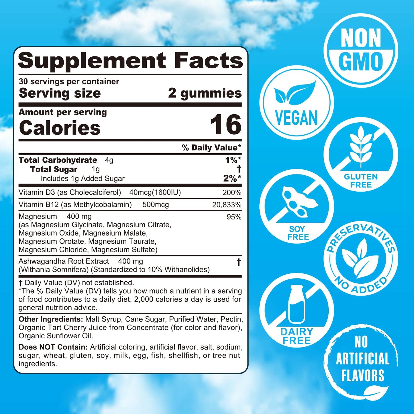 Magnesium Complex Gummies 400mg | as 8 Forms of Magnesium Glycinate, Malate, Citrate, Taurate, Oxide & More | w/Ashwagandha Extract, D3 & B12 Supports for Calm, Zzz - Maple Wellness Supplements