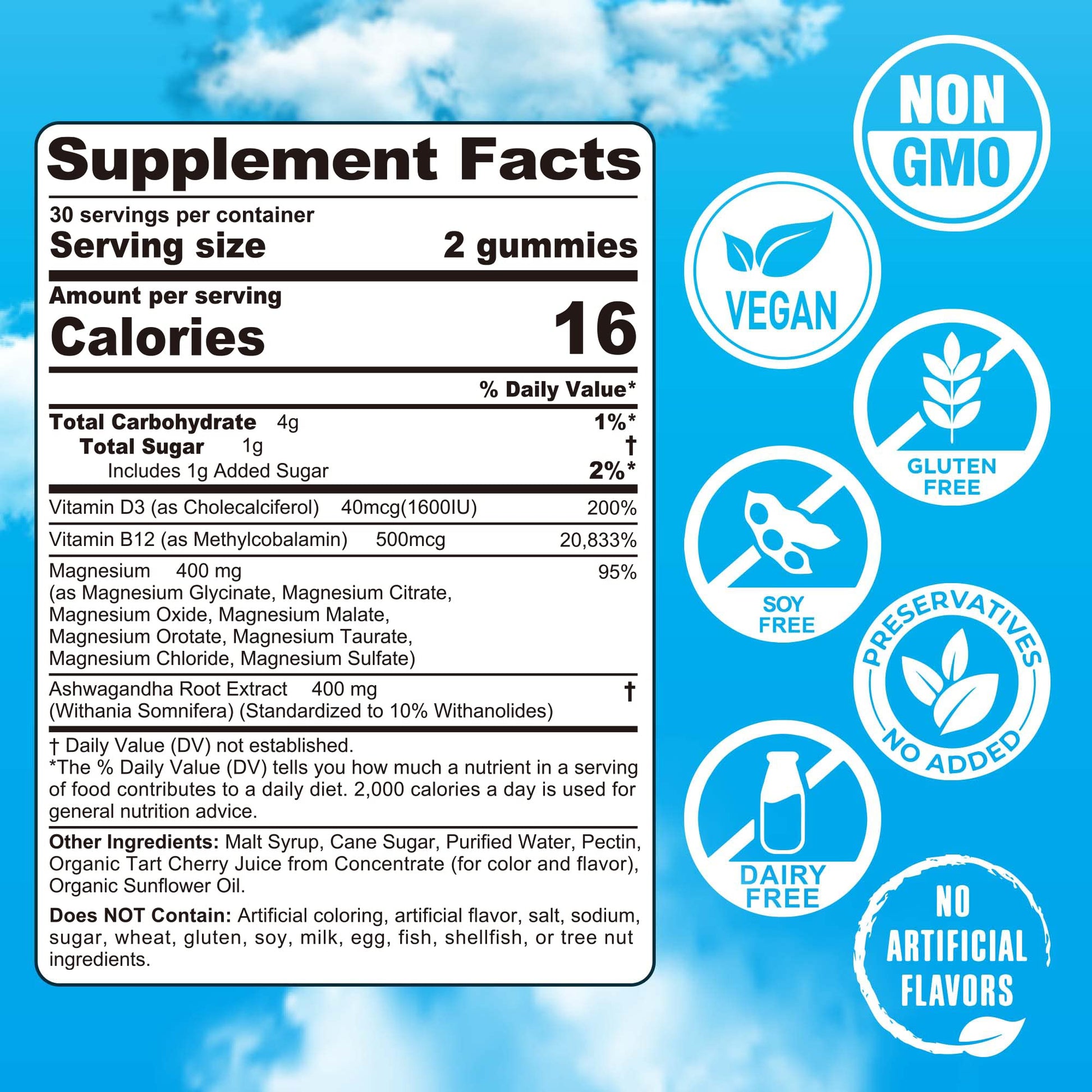 Magnesium Complex Gummies 400mg | as 8 Forms of Magnesium Glycinate, Malate, Citrate, Taurate, Oxide & More | w/Ashwagandha Extract, D3 & B12 Supports for Calm, Zzz - Maple Wellness Supplements