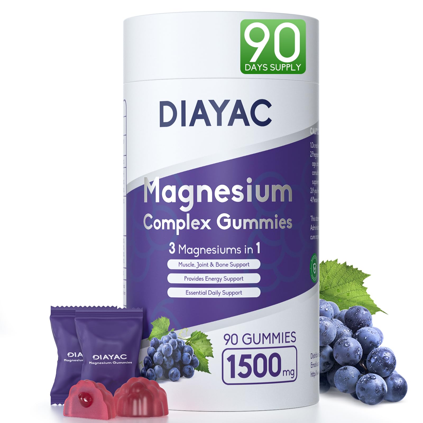 Magnesium Complex Gummies, Individually Packaged Magnesium Supplement, Magnesium Chelate, Bisglycinate, Malate, Citrate, Taurate Chewable for Women & Men,Sleep&Muscle&Nerve Health, Vegan 90 Counts - Maple Wellness Supplements
