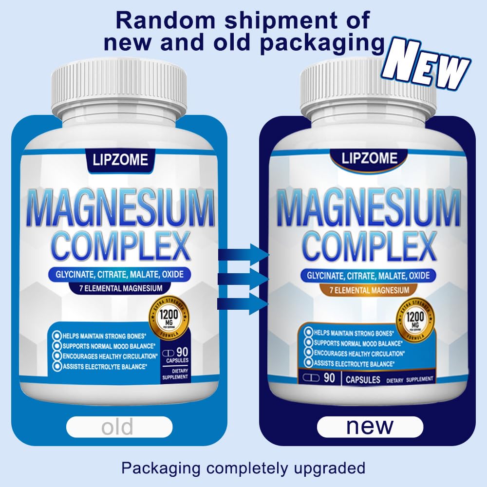 Magnesium Complex Supplement 1200mg - Advanced 7-in-1 Magnesium Blend - Glycinate, Citrate, Malate, Taurate, Oxide, Aspartate, Orotate – High Absorption Formula – Non-GMO, 90 Capsules - Maple Wellness Supplements