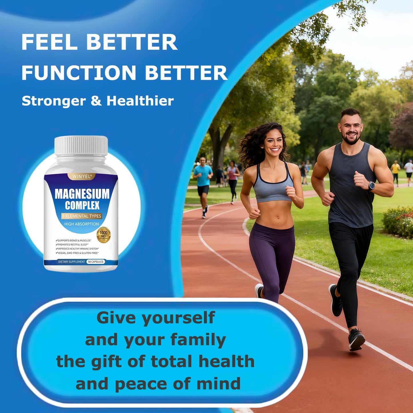 Magnesium Complex Supplement 8 Elemental 1000mg | Magnesium Supplement with Glycinate, Malate, Citrate | Sleep, Relaxation, Bone & Muscle | Vegan 90 Capsules - Maple Wellness Supplements