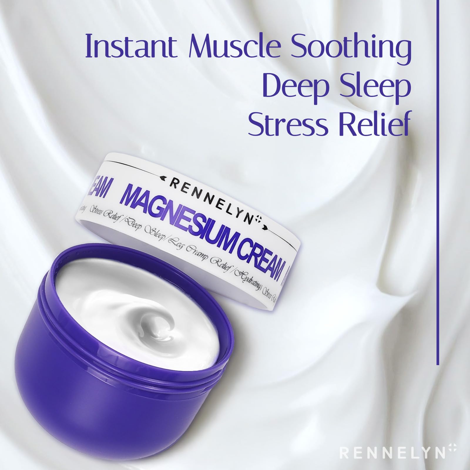 Magnesium Cream Leg Cramps: Soothing Lotion with Magnesium Glycinate, Malate, & Chloride (3 OZ FL, Lavender) - Maple Wellness Supplements
