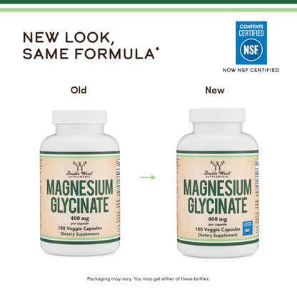 Magnesium Glycinate 400mg | 180 Capsules | Sleep, Muscle, & Heart Support | Vegan, Third Party Tested, Gluten Free, Non-GMO, by Double Wood Supplements - Maple Wellness Supplements