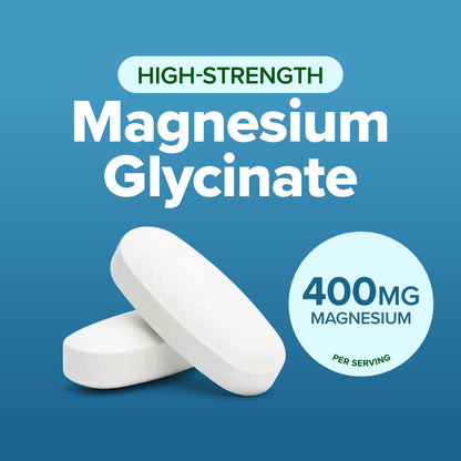 Magnesium Glycinate 400mg | 4+ Month Supply | Sleep, Relaxation & Muscle Support | High Absorption Chelated Magnesium Supplement for Women & Men - Maple Wellness Supplements