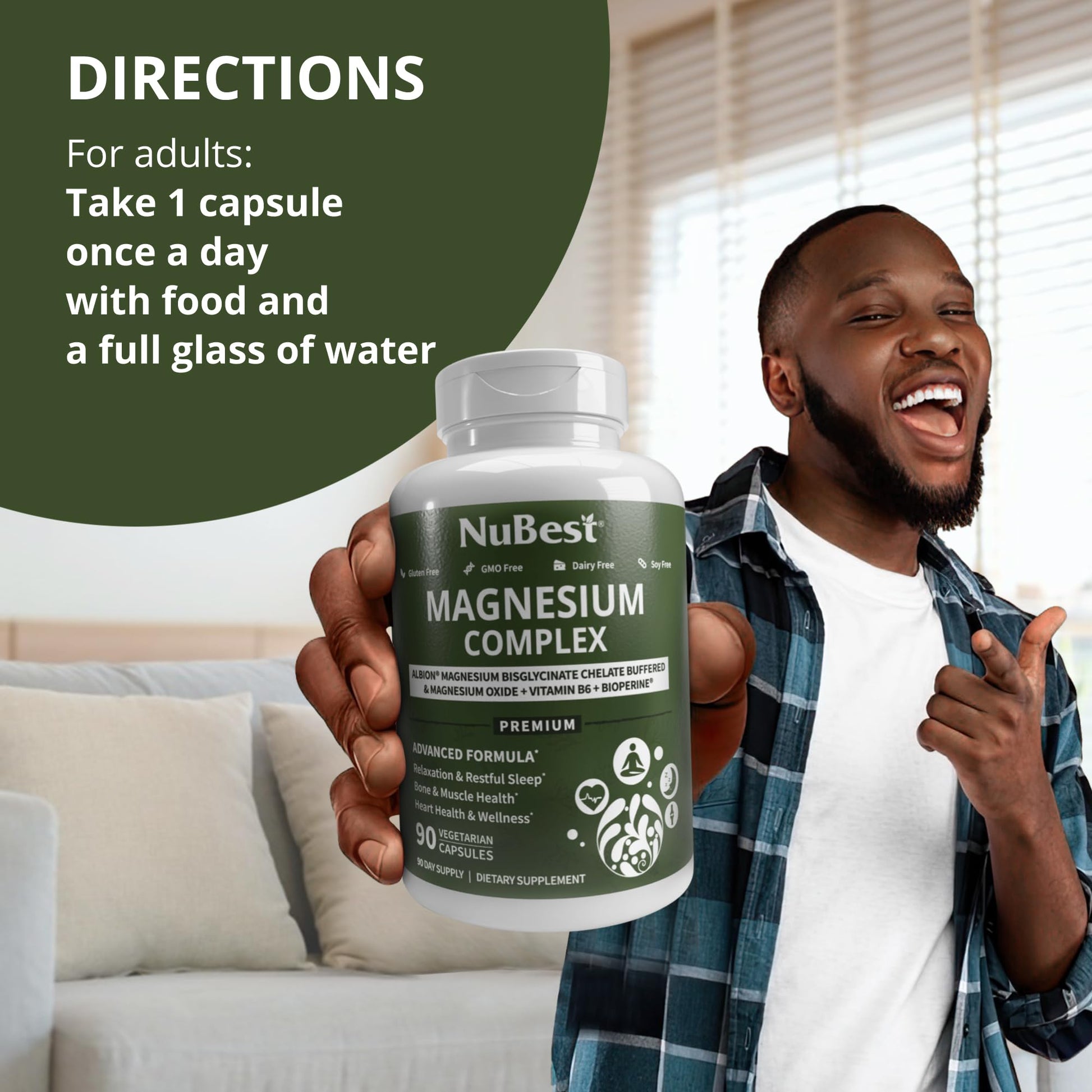 Magnesium Glycinate Chelate Complex with Albion Magnesium Bisglycinate Chelate, Vitamin B6 & BioPerine for Bone, Muscle, Natural Sleep, - Maple Wellness Supplements