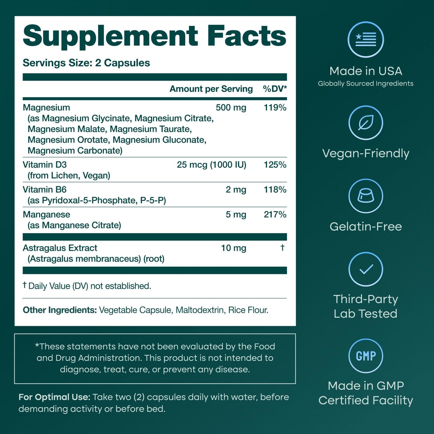 Magnesium Glycinate Complex 500mg (7-in-1) with D3, B6 (P5P) & Manganese - Multi-Form Blend - Supports Sleep & Muscle Health [Oxide-Free] - Maple Wellness Supplements