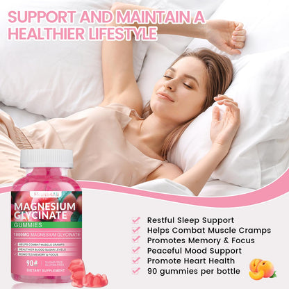 Magnesium Glycinate Gummies 1000mg, High Absorption Sugar Free Magnesium Potassium Supplement for Relaxation - Maple Wellness Supplements