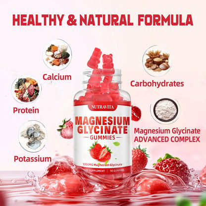 Magnesium Glycinate Gummies 1000mg with Magnesium L-Threonate,Chelated Magnesium Potassium Complex Supplement with VitD, B6, CoQ10, Calcium,Supports for Memory - Maple Wellness Supplements