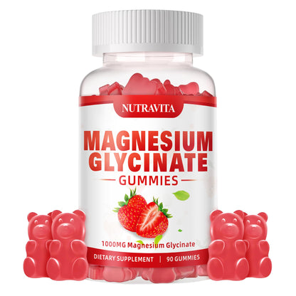 Magnesium Glycinate Gummies 1000mg with Magnesium L-Threonate,Chelated Magnesium Potassium Complex Supplement with VitD, B6, CoQ10, Calcium,Supports for Memory - Maple Wellness Supplements