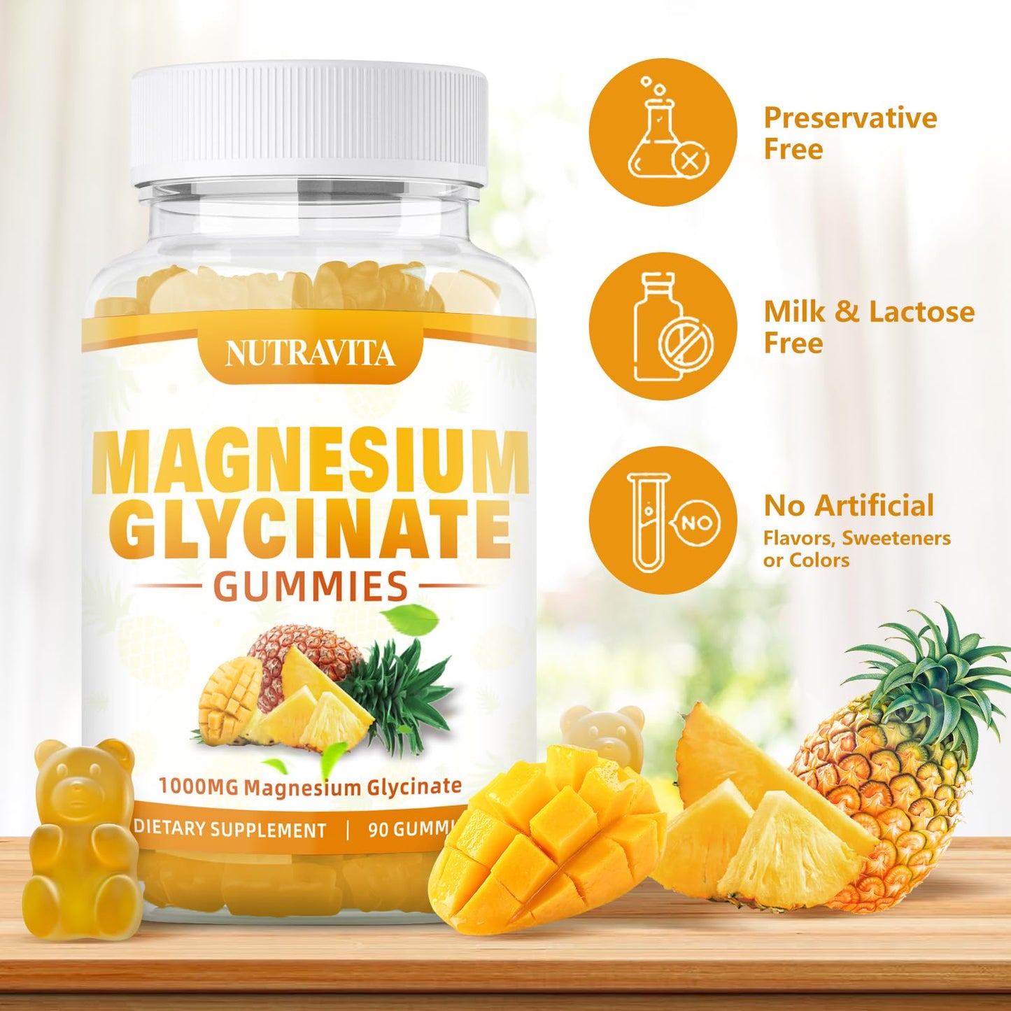 Magnesium Glycinate Gummies 1000mg with Magnesium L-Threonate,Chelated Magnesium Potassium Complex Supplement with VitD, B6, CoQ10, Calcium,Supports for Memory, Calm, - Maple Wellness Supplements