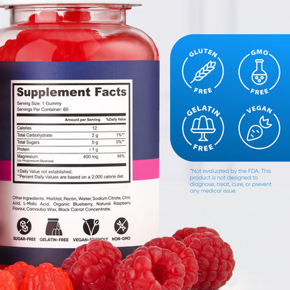 Magnesium Glycinate Gummies 400mg, High Absorption Magnesium Supplement for Women - Maple Wellness Supplements