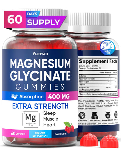 Magnesium Glycinate Gummies 400mg, High Absorption Magnesium Supplement for Women - Maple Wellness Supplements