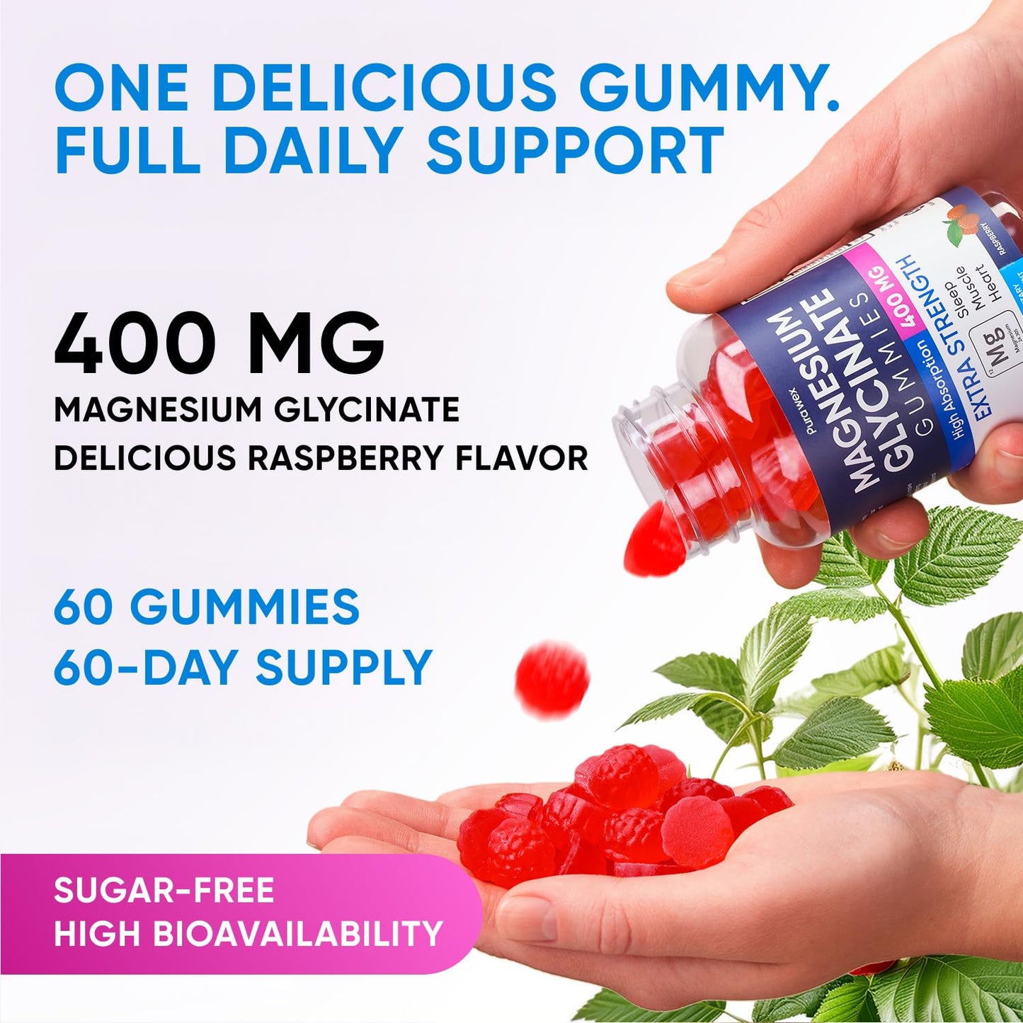 Magnesium Glycinate Gummies 400mg, High Absorption Magnesium Supplement for Women - Maple Wellness Supplements