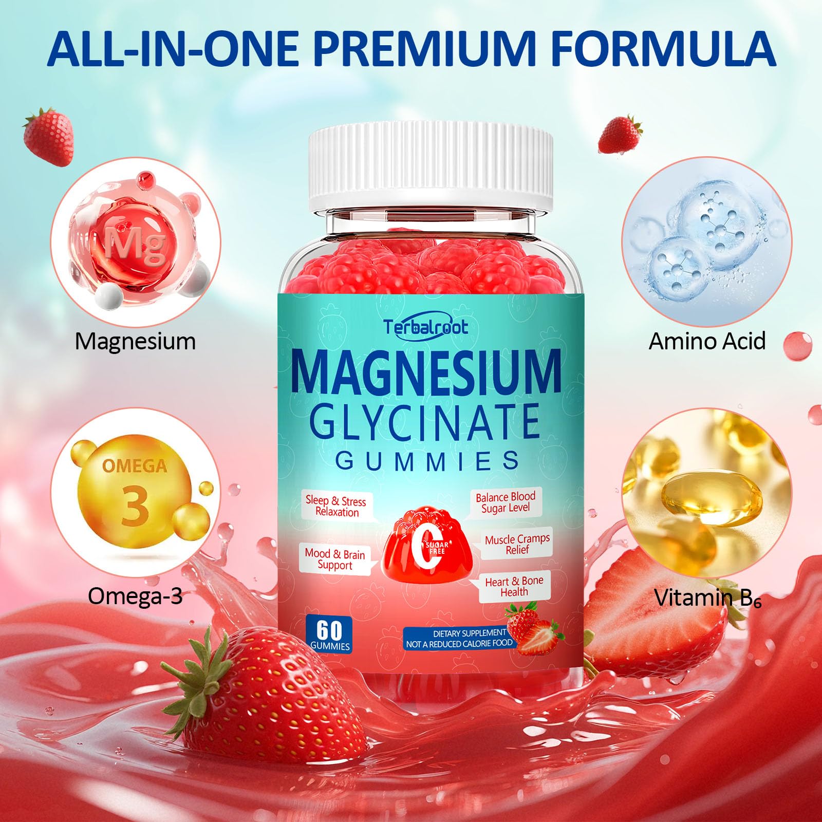 Magnesium Glycinate Gummies 400mg, Sleep & Relaxation Support, Sugar Free Vegan Magnesium Gummies for Adults Magnesium Supplements for Muscle Cramps, Stress Relief, Calm Mood,High Absorption, 60 Count - Maple Wellness Supplements