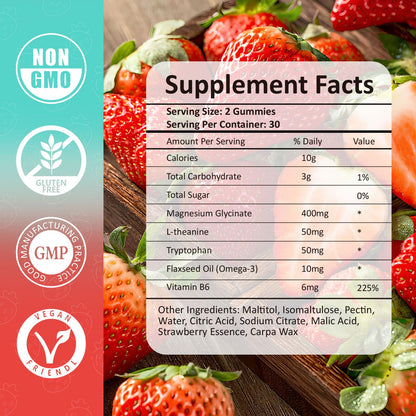 Magnesium Glycinate Gummies 400mg, Sleep & Relaxation Support, Sugar Free Vegan Magnesium Gummies for Adults Magnesium Supplements for Muscle Cramps, Stress Relief, Calm Mood,High Absorption, 60 Count - Maple Wellness Supplements