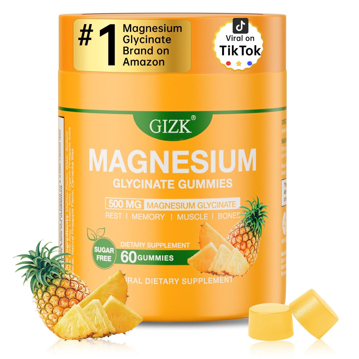 Magnesium Glycinate Gummies 500mg – Sugar Free Magnesium Gummies for Sleep, Stress, Muscle & Nerve Support – for Adults & Kids 4+, Vegan, - Maple Wellness Supplements