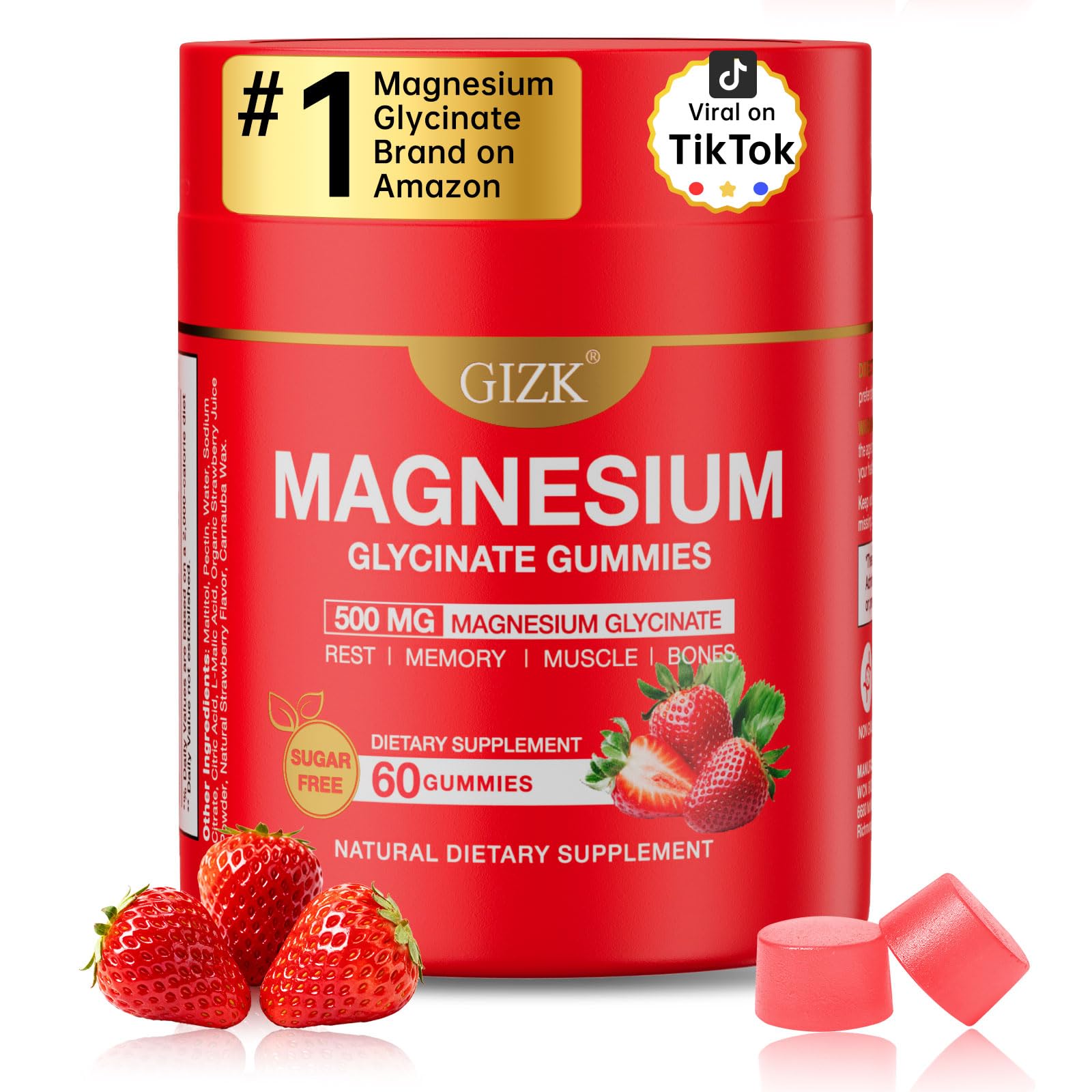 Magnesium Glycinate Gummies 500mg – Sugar Free Magnesium Gummies with L-Theanine - Sleep, Calm, Stress Relief for Adults & Kids 4+ - Maple Wellness Supplements