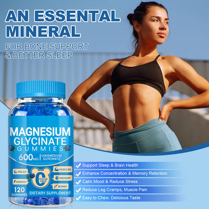 Magnesium Glycinate Gummies 600mg, Chewable Sugar Free Potassium Magnesium Gummies with Manganese Glycinate, Vitamin D, B6, and CoQ10 for Calm Suppor - Maple Wellness Supplements