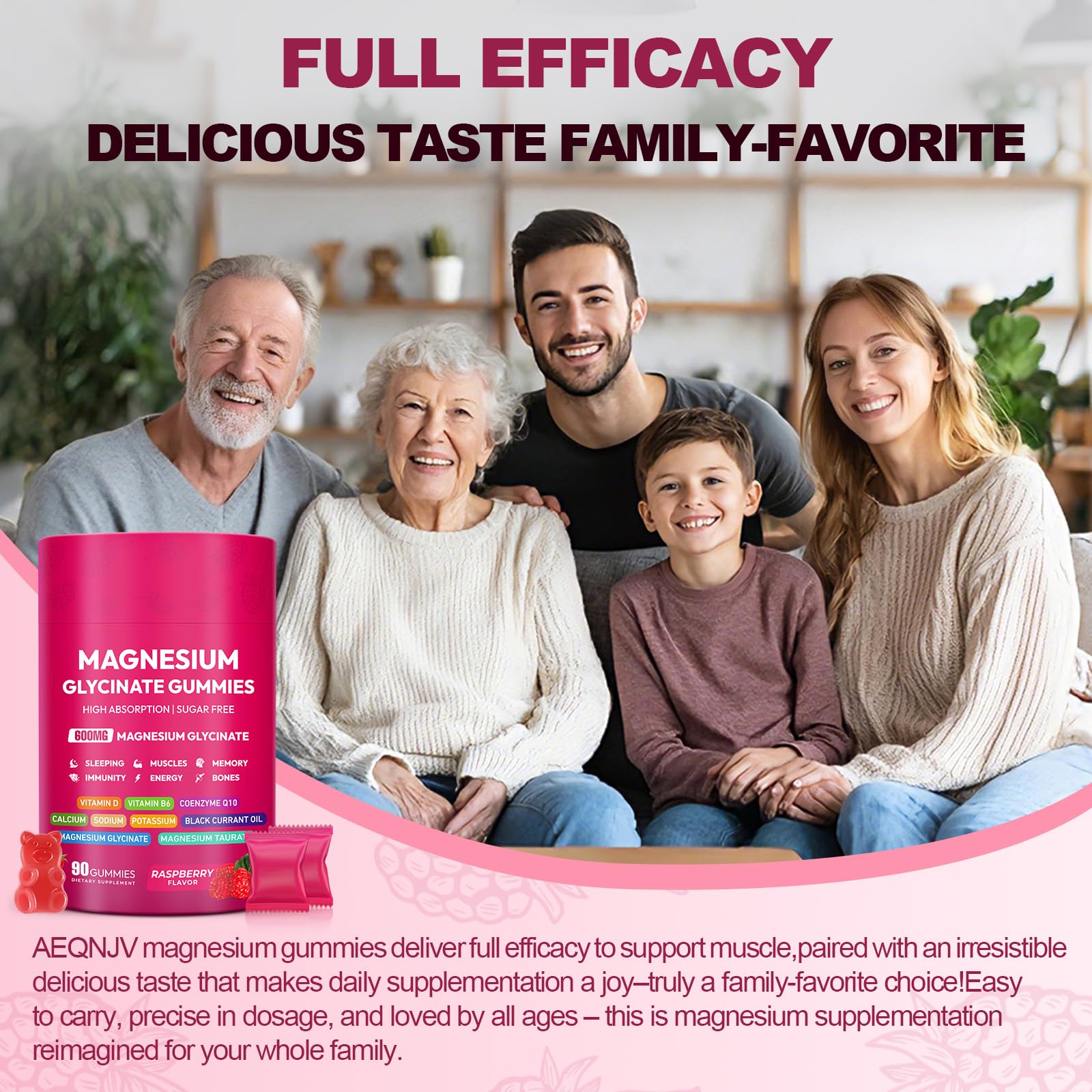 Magnesium Glycinate Gummies 600mg, High Absorption Magnesium Complex, Sugar Free Chewables Gummies with VitaminD & B6 - Maple Wellness Supplements