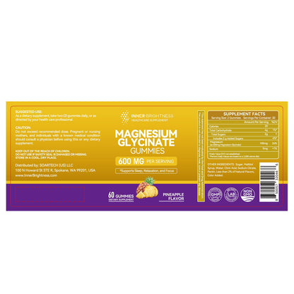 Magnesium Glycinate Gummies 600mg, Non-GMO, Gluten-Free, Magnesium Gummies for Adults & Kids, Sleep, Relaxation & Focus - Maple Wellness Supplements