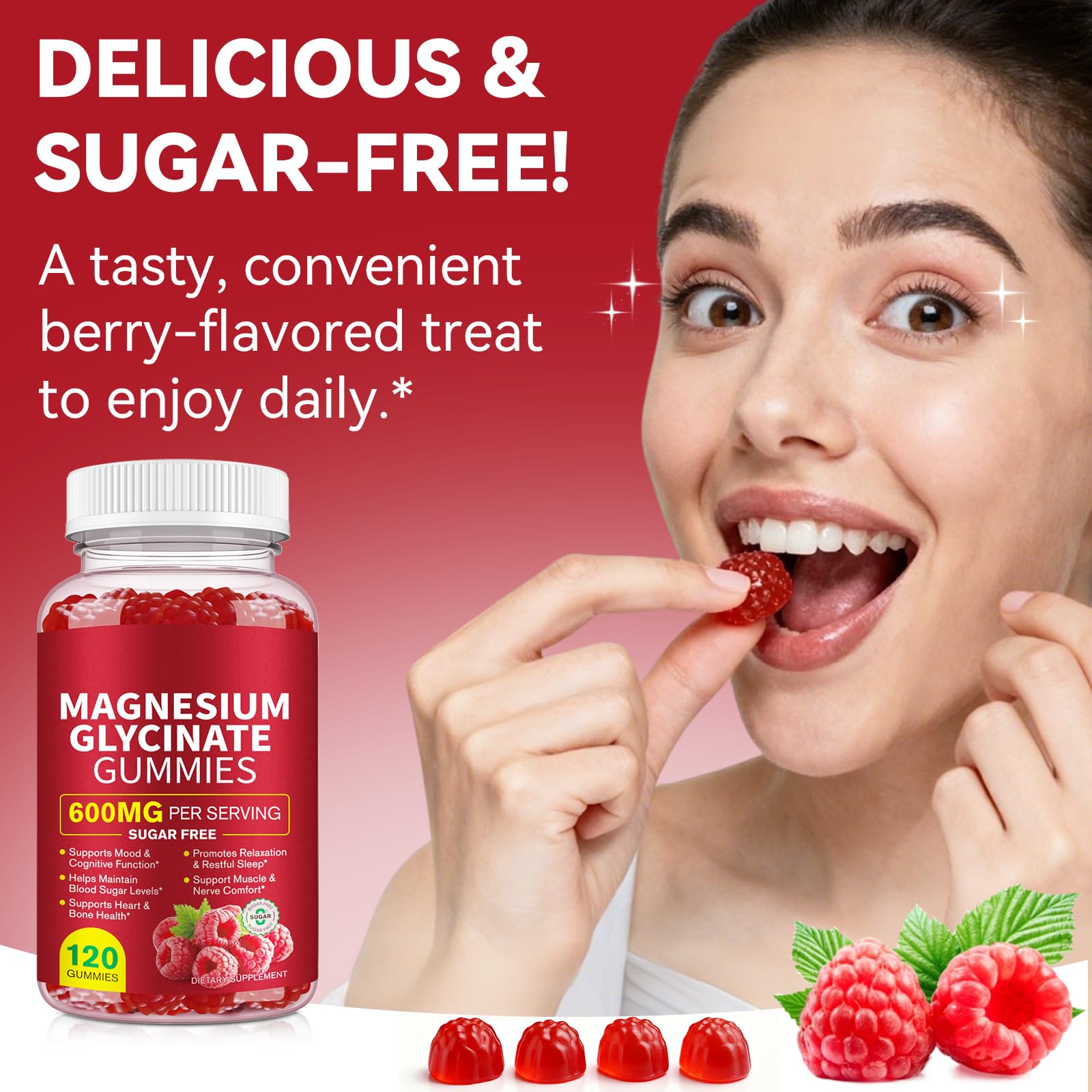 Magnesium Glycinate Gummies 600mg – Sugar-Free High Absorption Magnesium with L-Threonate, Supports Relaxation, Calm & Restful Sleep, - Maple Wellness Supplements