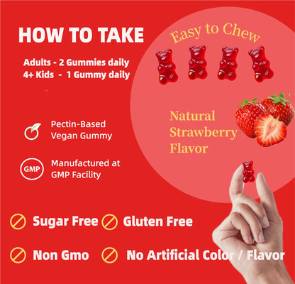 Magnesium Glycinate Gummies for Adults & Kids, 1000mg High Absorption Magnesium Complex Supplement, Sugar Free with Potassium,Vitamins for Calm, Sleep Supprt - Maple Wellness Supplements