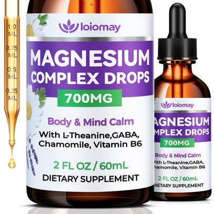 Magnesium Glycinate Liquid Drops for Women & Men, Triple Calm Magnesium Complex Supplement with L-Threonate, Malate, L-Theanine for Kids Adults Calm, Sleep & Mood, Sugar-Free, Natural Flavor, 2 fl oz - Maple Wellness Supplements