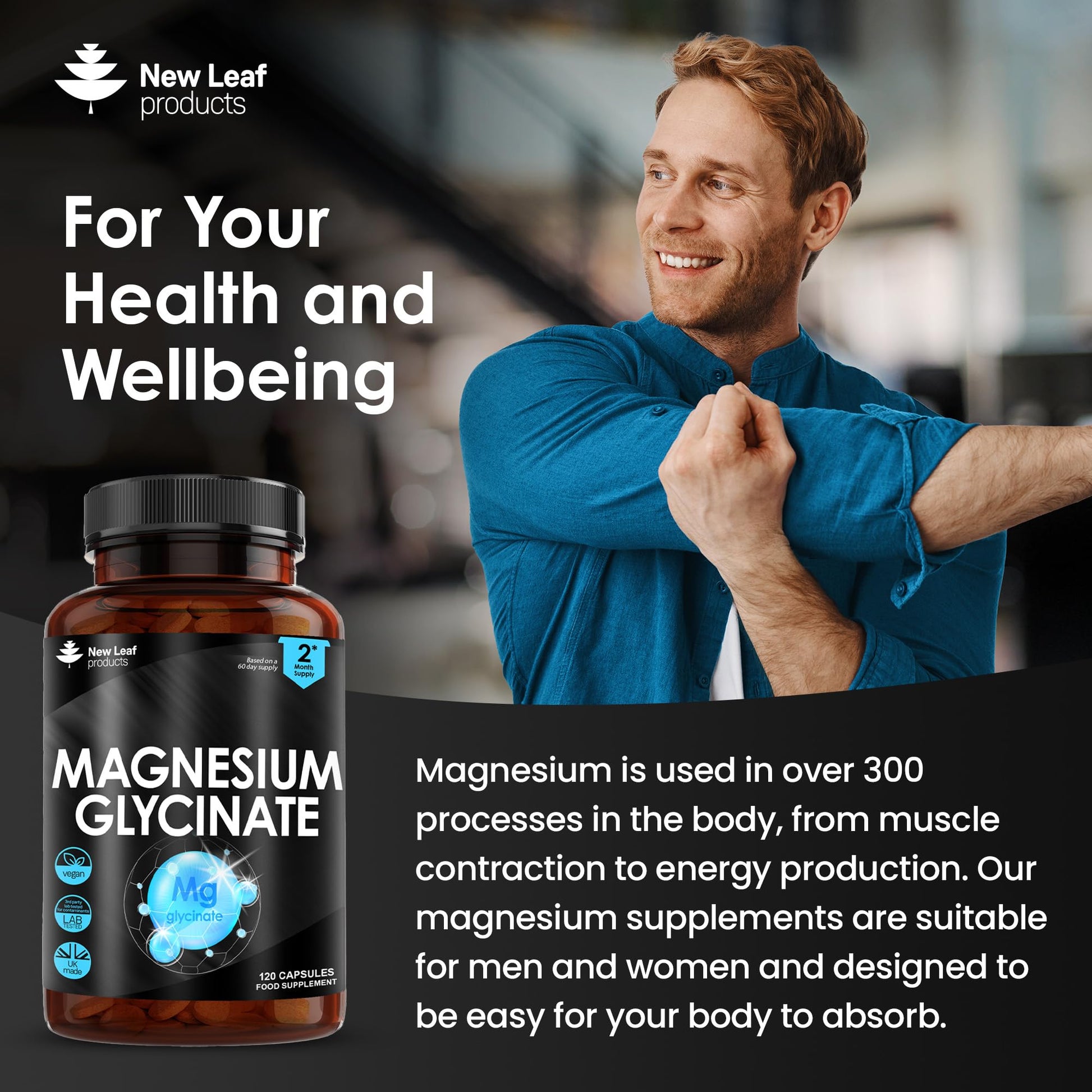 Magnesium Glycinate Supplements - 1040mg of Magnesium - 120 High Strength Capsules - Maple Wellness Supplements