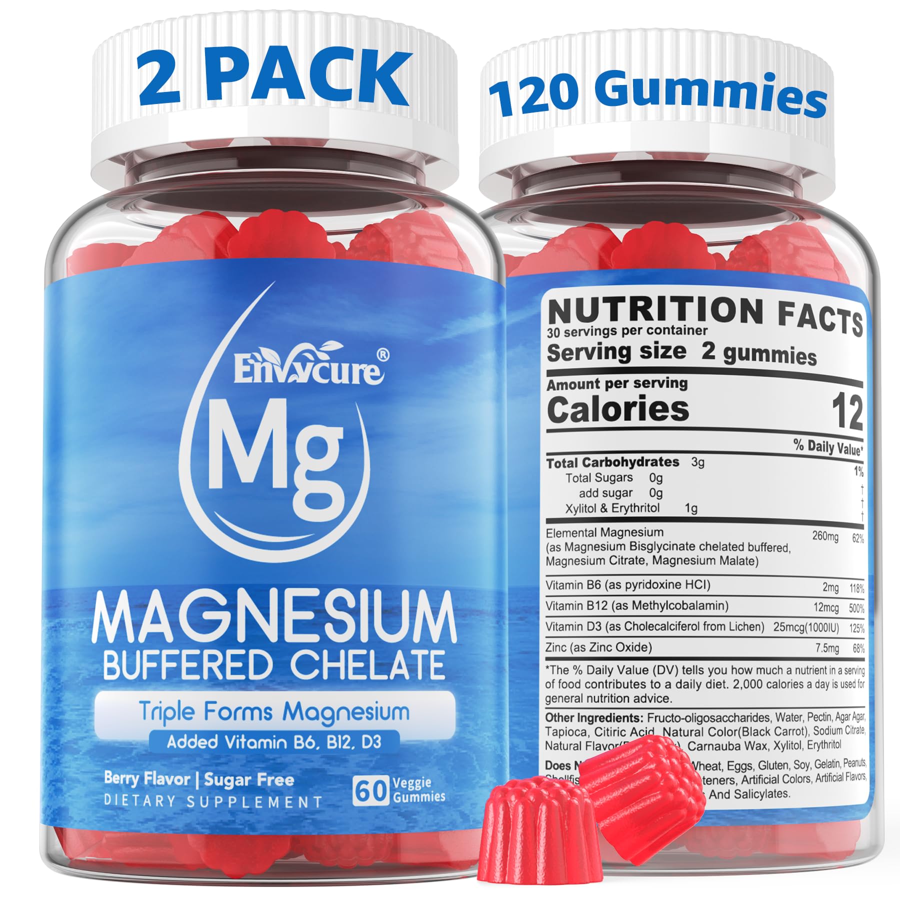 Magnesium Gummies - Triple Magnesium Complex, Magnesium Glycinate Gummies | Magnesium Glycinate, Malate, Citrate w/ D3 B6 B12, for Calm - Maple Wellness Supplements