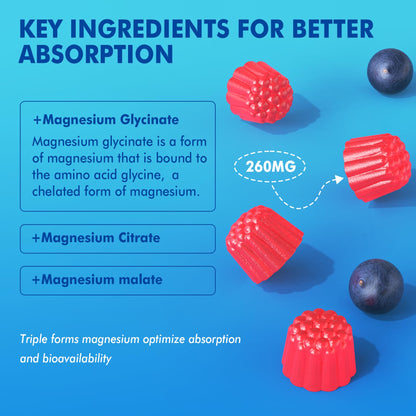 Magnesium Gummies - Triple Magnesium Complex, Magnesium Glycinate Gummies | Magnesium Glycinate, Malate, Citrate w/ D3 B6 B12, for Calm - Maple Wellness Supplements