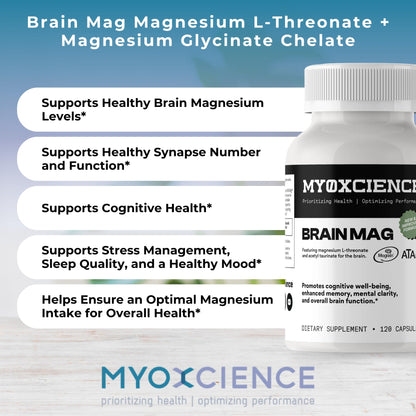 Magnesium L-Threonate + Mag Acetyl-Taurate (ATA Mag) + Mag Glycinate | Promotes Cognitive Well-Being, Enhanced Memory, Mental Clarity and Overall Brain Function | 120 Capsules - Maple Wellness Supplements