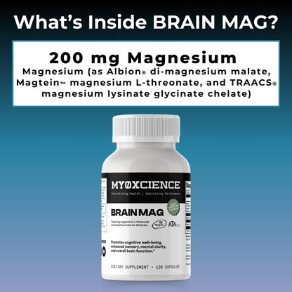 Magnesium L-Threonate + Mag Acetyl-Taurate (ATA Mag) + Mag Glycinate | Promotes Cognitive Well-Being, Enhanced Memory, Mental Clarity and Overall Brain Function | 120 Capsules - Maple Wellness Supplements
