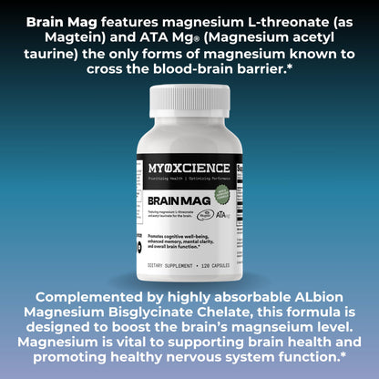 Magnesium L-Threonate + Mag Acetyl-Taurate (ATA Mag) + Mag Glycinate | Promotes Cognitive Well-Being, Enhanced Memory, Mental Clarity and Overall Brain Function | 120 Capsules - Maple Wellness Supplements