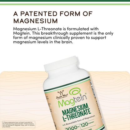 Magnesium L Threonate, Magtein - NSF Certified - Sleep and Cognitive Support – High Absorption - Maple Wellness Supplements